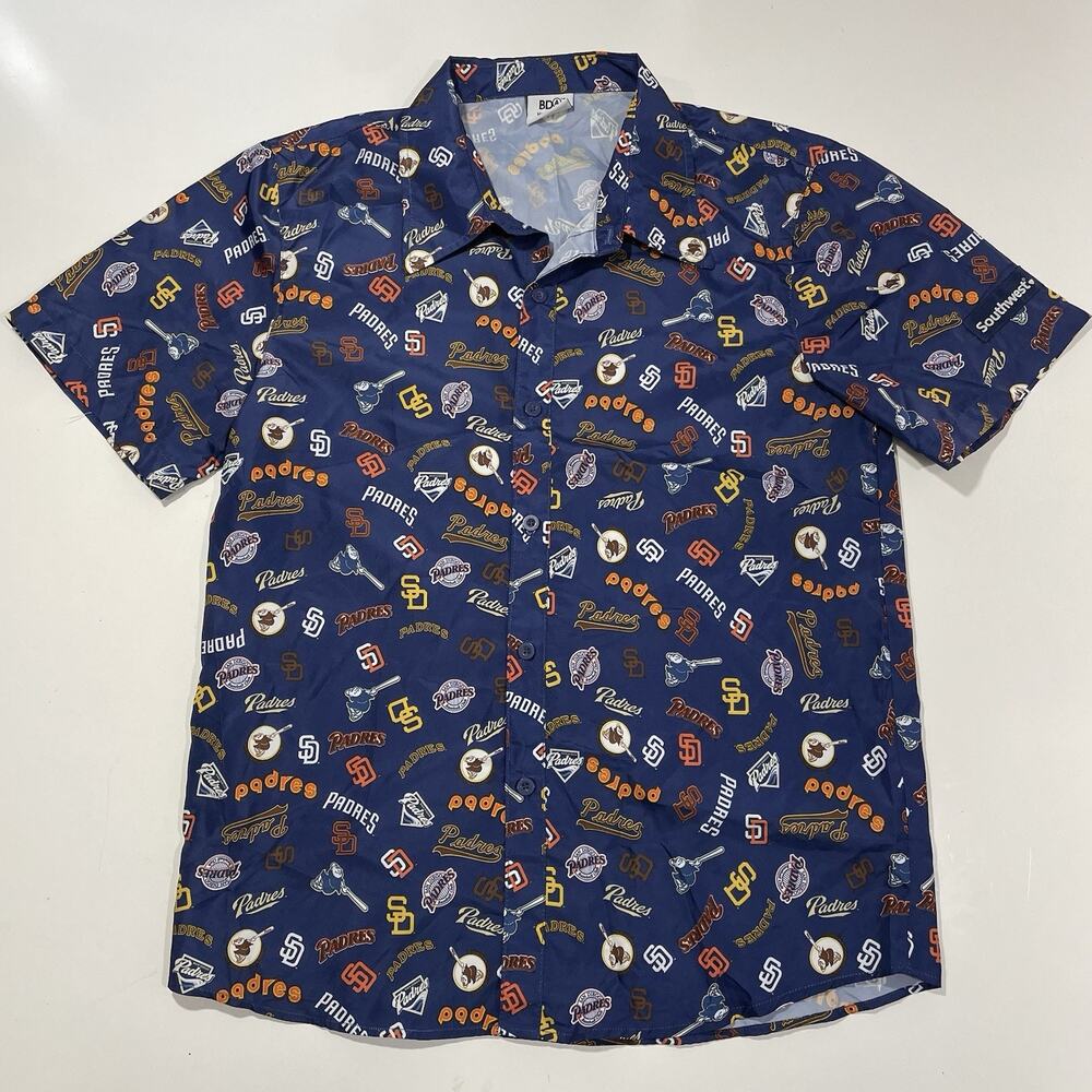 MLB San Diego Padres Hawaiian Shirt YL Adult S Logos Theme Padres Stadium Promo